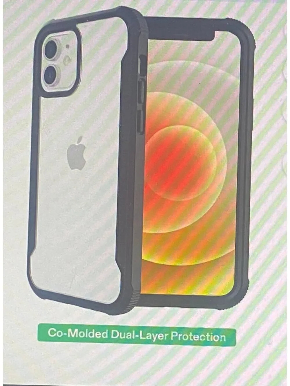 Onn Dual-Layer Case for iPhone 12/iPhone 12 Pro Black/Clear